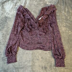 Reitmans Purple Floral Ruffle Blouse

#1339